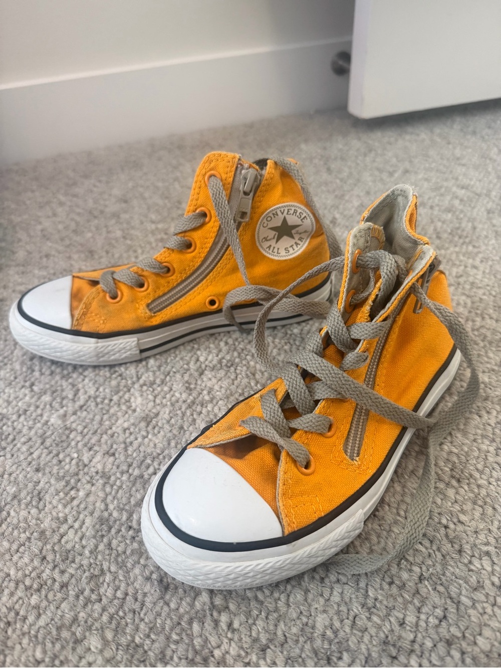 Converse Kids Orange High-Top Sneakers with Side Zipper